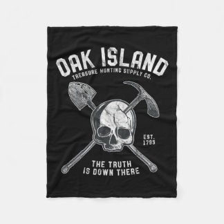 Oak Wood Skull Island  schedel Tempelier Treasu Fleece Deken