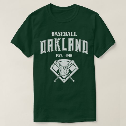 Oakland Baseball EST 1901  Wit Tekst T-shirt (Design voorkant)