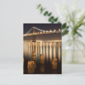 Oakland Bay Bridge night reflecties. Briefkaart (Staand voorkant)