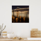 Oakland Bay Bridge night reflecties. Poster (Keuken)