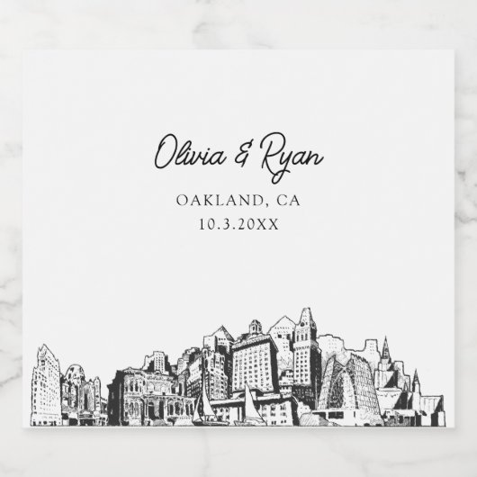 Oakland Bruiloft Champagne Label Sparkling Wijnetiket (Enkel label)