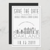 Oakland Bruiloft Gestileerde Silhouet Save the Dat Kaart (Voorkant / Achterkant)