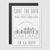 Oakland Bruiloft Gestileerde Silhouet Save the Dat Magnetische Uitnodiging (Voorkant / Achterkant)
