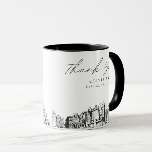 Oakland Bruiloft Minimal Aangepaste Koffie Mok (Voorkant rechts)