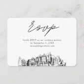 Oakland Bruiloft Minimalistische Schets RSVP Informatiekaartje (Voorkant)