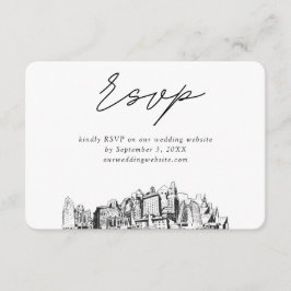 Oakland Bruiloft Minimalistische Schets RSVP Informatiekaartje