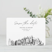 Oakland Bruiloft Modern Save the Date Kaart (Staand voorkant)