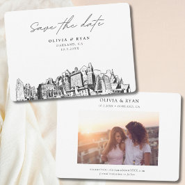 Oakland Bruiloft Modern Save the Date Kaart