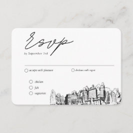 Oakland Bruiloft Traditionele RSVP Maaltijd Optie Informatiekaartje
