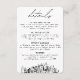 Oakland bruiloft verticale details informatiekaartje