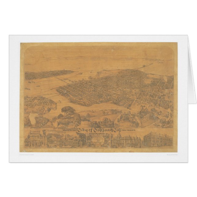 Oakland, CA. Panoramische kaart 1881 (1231A) (Voorkant Horizontaal)