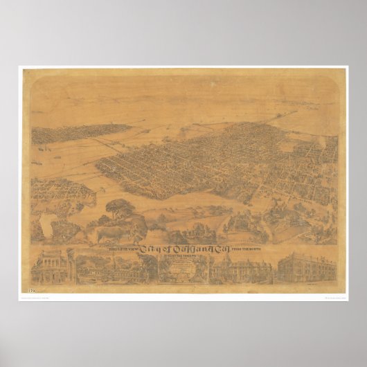 Oakland, CA. Panoramische kaart 1881 (1231A) Poster (Voorkant)