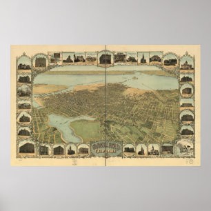 Oakland California 1899 Panoramic Map Poster
