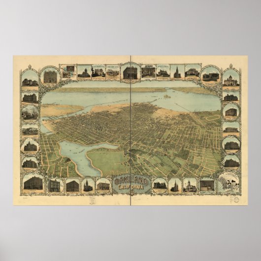 Oakland California 1899 Panoramic Map Poster (Voorkant)