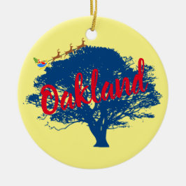Oakland California, aangepast kerstfeest Keramisch Ornament