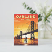 Oakland California Bay Bridge Sunset Briefkaart (Staand voorkant)