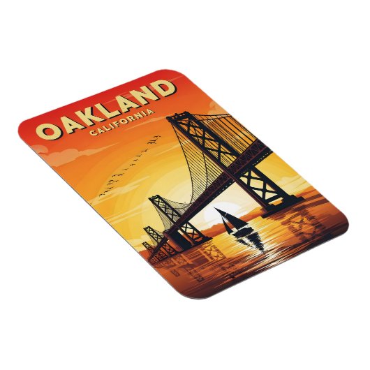 Oakland California Bay Bridge Sunset Magneet (Rechterzijde)
