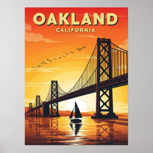 Oakland California Bay Bridge Sunset Poster
