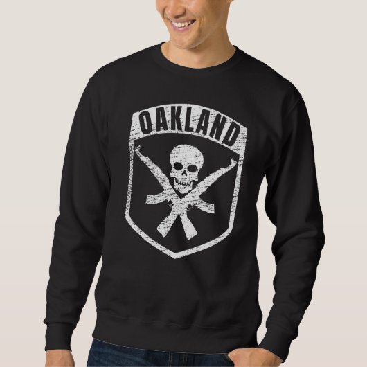 Oakland California Skull Ak 47 Hip Hop Rap Trui (Voorkant)