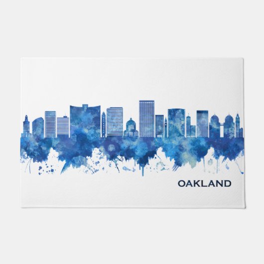 Oakland California Skyline Blue Deurmat (Voorkant)