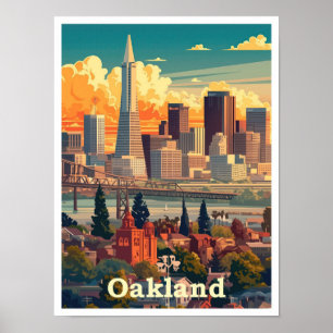 Oakland California Vintage Travel Illustratie Poster