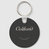 Oakland California White Font Sleutelhanger (Voorkant)