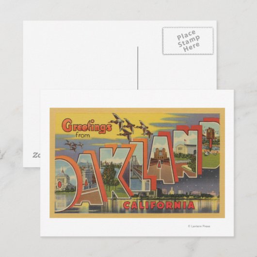 Oakland, Californië - de Grote Scènes van de Brief Briefkaart (Voorkant / Achterkant)
