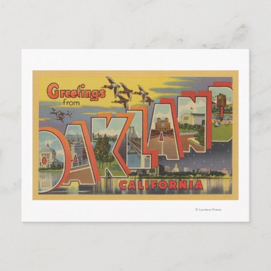Oakland, Californië - de Grote Scènes van de Brief Briefkaart (Voorkant)