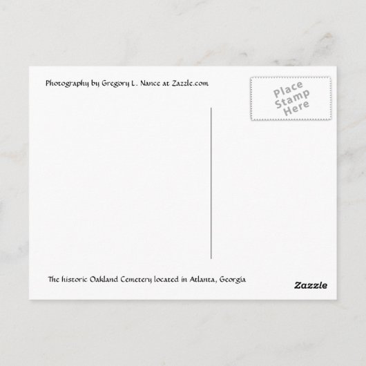 Oakland Cemetery, Atlanta GA, Briefkaart (Achterkant)