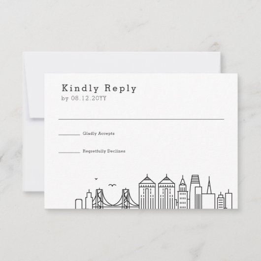 Oakland-huwelijk | Gestileerde skyline RSVP (Voorkant)