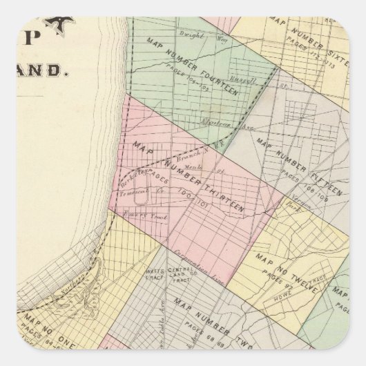 Oakland-indexkaart Vierkante Sticker (Voorkant)