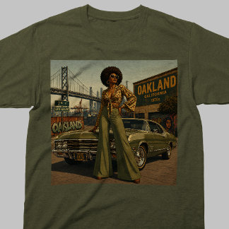 Oakland jaren 70 Retro Zwarte Vrouw Vintage T-shirt