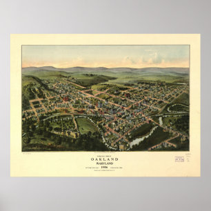 Oakland Maryland 1906 Antiek Panorama Poster