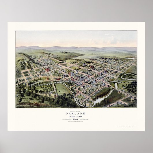Oakland, MD Panoramic Map - 1906 Poster (Voorkant)