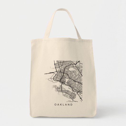 Oakland Minimalist City Street Map Dark Design Tote Bag (Voorkant)