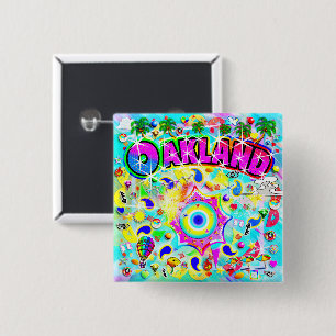 Oakland Mystic Dans Vierkante Button 5,1 Cm