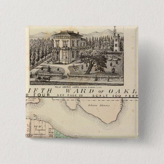 Oakland, nabijheid 4 vierkante button 5,1 cm (Voorkant)