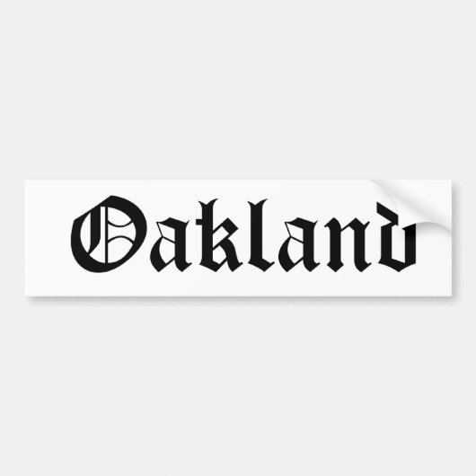 Oakland Old English Font Bumpersticker (Voorkant)