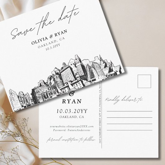 Oakland Save the Date Briefkaart Elegante bruiloft