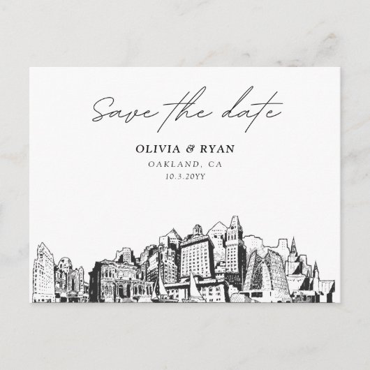 Oakland Save the Date Briefkaart Elegante bruiloft (Voorkant)