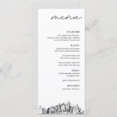 Oakland Skyline Modern Wedding Dinner Menu (Voorkant / Achterkant)