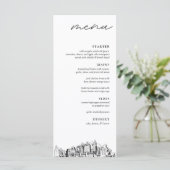 Oakland Skyline Modern Wedding Dinner Menu (Staand voorkant)