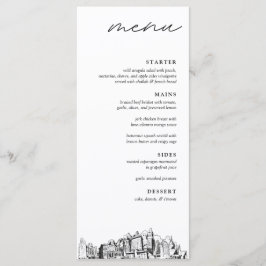 Oakland Skyline Modern Wedding Dinner Menu