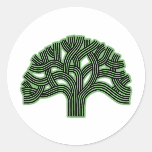Oakland Tree Green Haze Ronde Sticker (Voorkant)