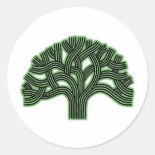 Oakland Tree Green Haze Ronde Sticker