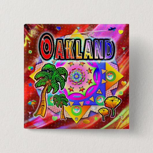 Oakland Tropische Vrienden Button (Voorkant)