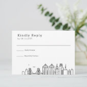 Oakland Trouwdag | Gestileerde Skyline RSVP Kaartje (Staand voorkant)