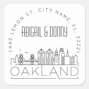 Oakland Wedding   Afdichting van vooraf geadressee Vierkante Sticker