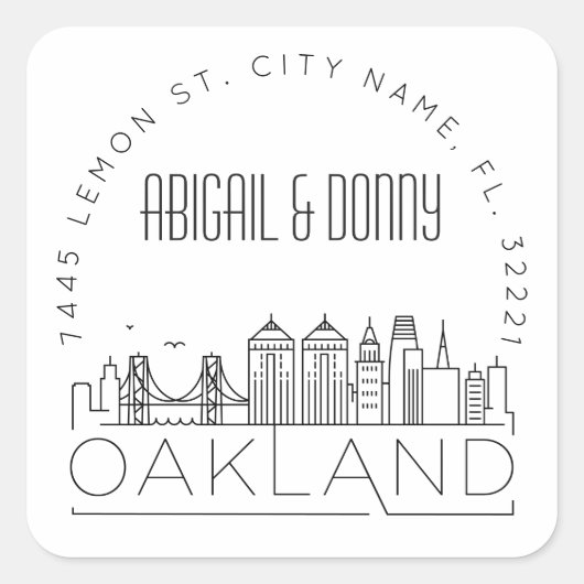 Oakland Wedding | Afdichting van vooraf geadressee Vierkante Sticker (Voorkant)