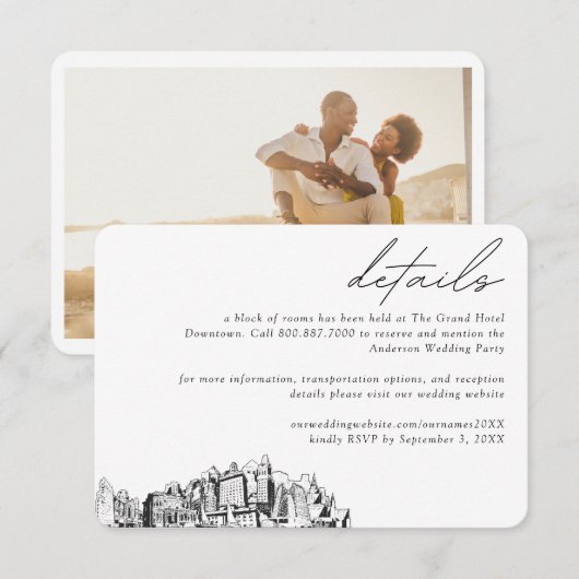 Oakland Wedding Hotel Kamer Blok Details Informatiekaartje (Voorkant / Achterkant)